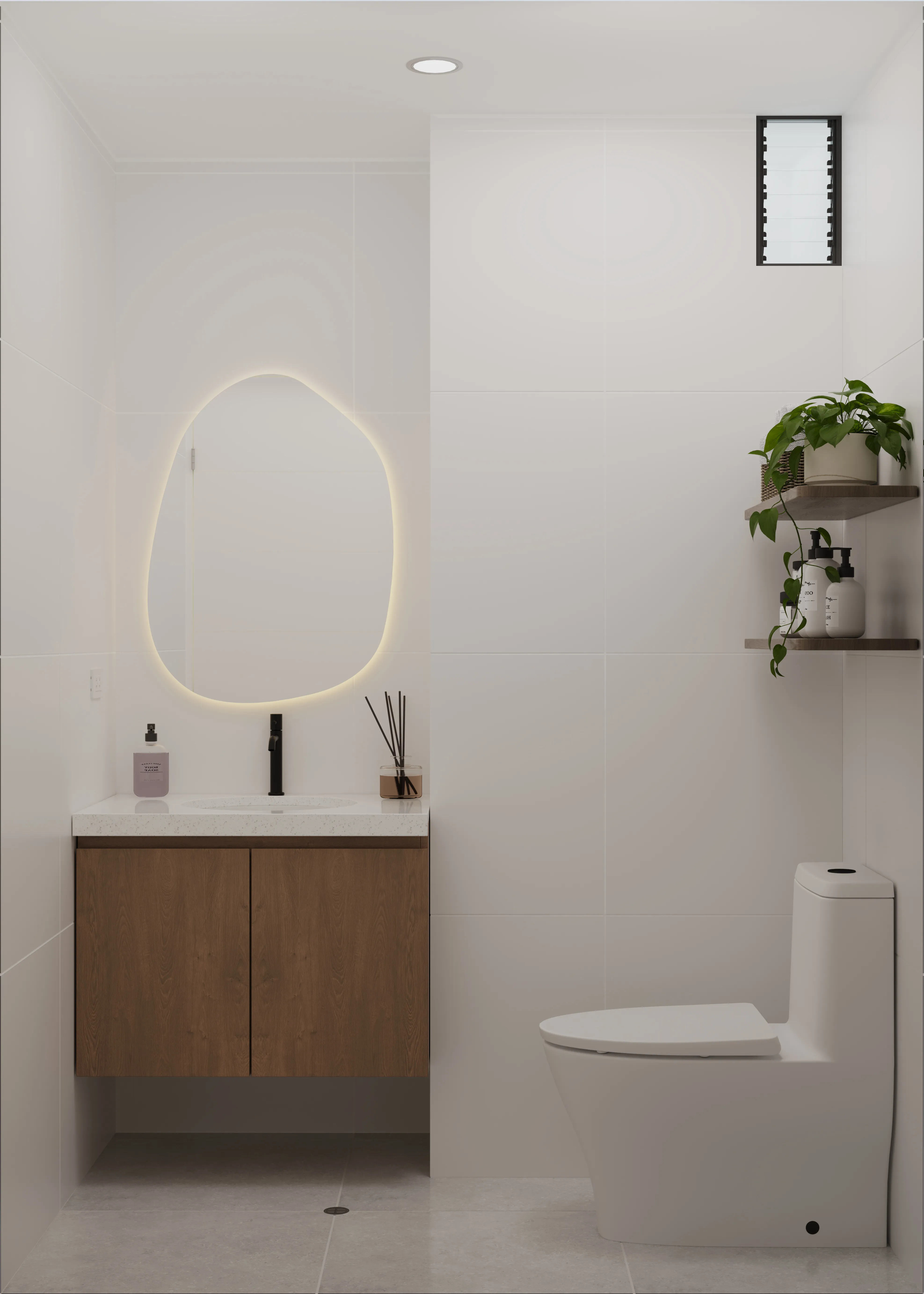 Baño social interior de un departamento tipo